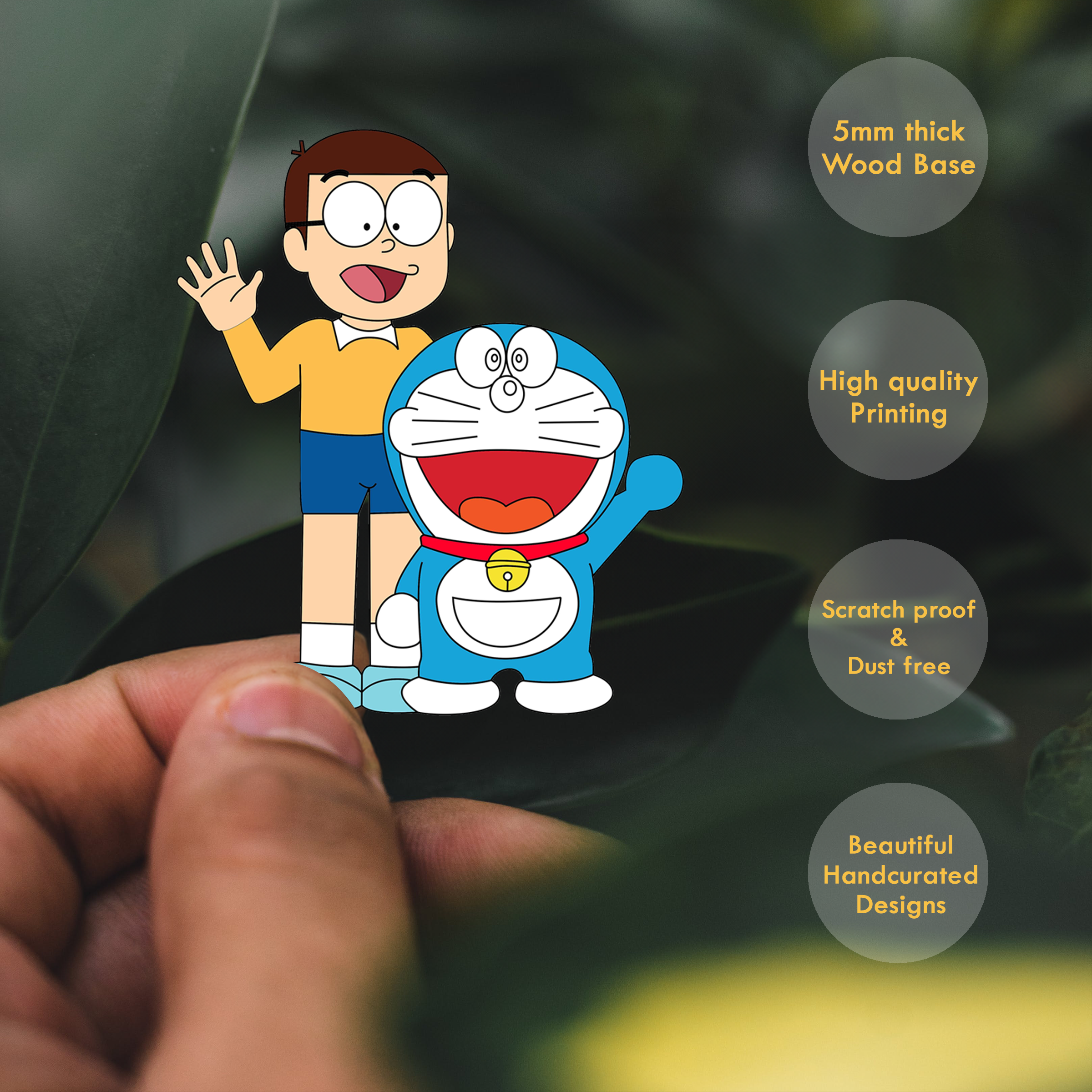 Wooden Fridge Magnet - Nobita & Doraemon